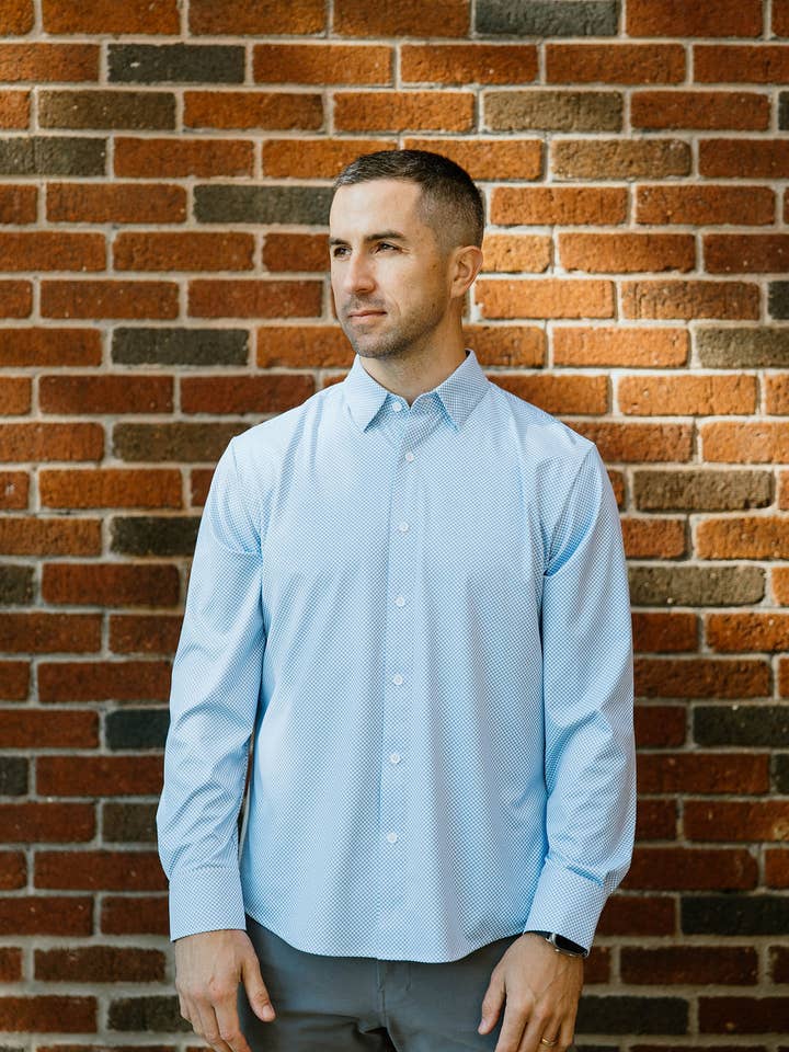 Bubbles Blue No Tuck LS Shirt for wholesale by JD Buck