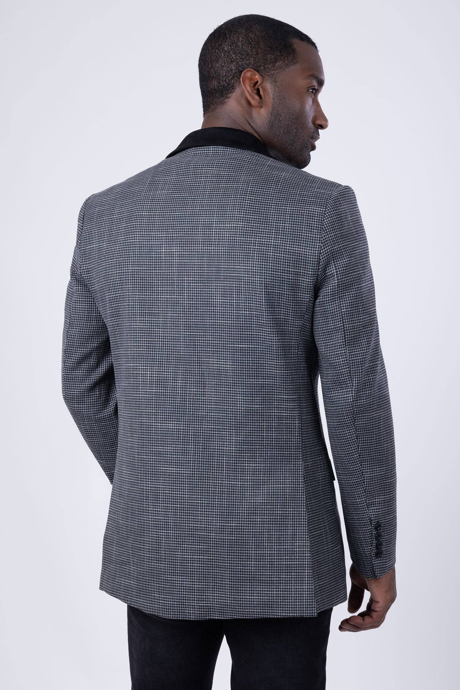 BARABAS - Wholesale Blazer - Heren -  Geruite Velvet Peak Lapel Blazer voor heren 4BL441