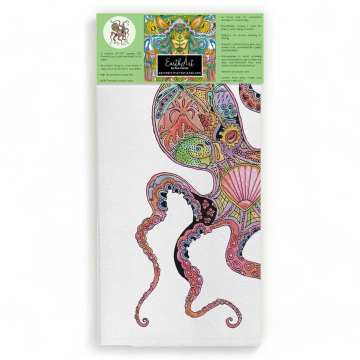 Octopus Flour Sack Towel for wholesale by EarthArt International