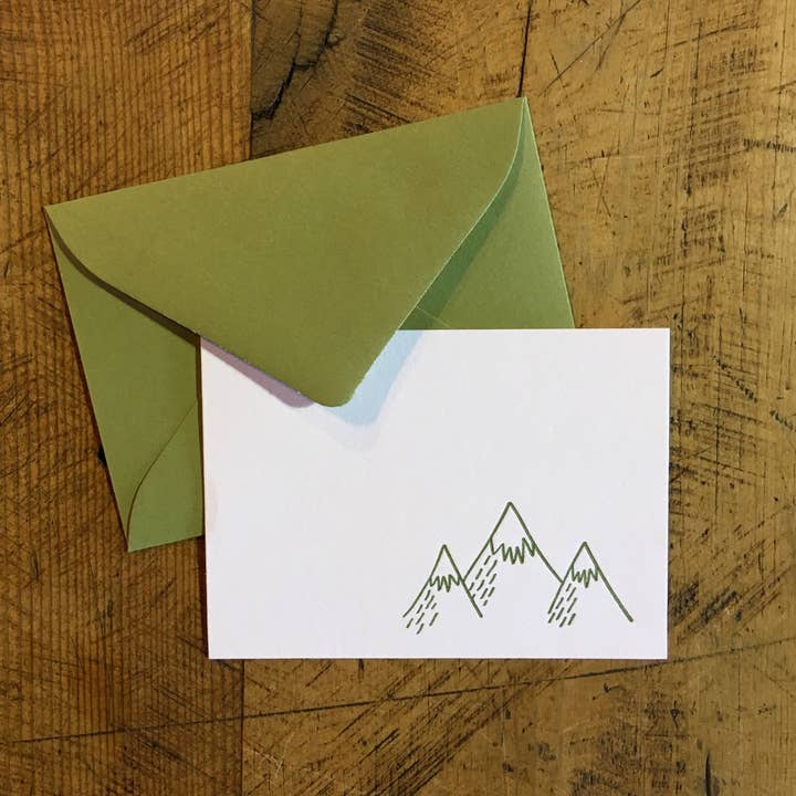 Green Bird Press - Wholesale Everyday Greeting Card - Mountains Letterpress Gift Enclosure Card