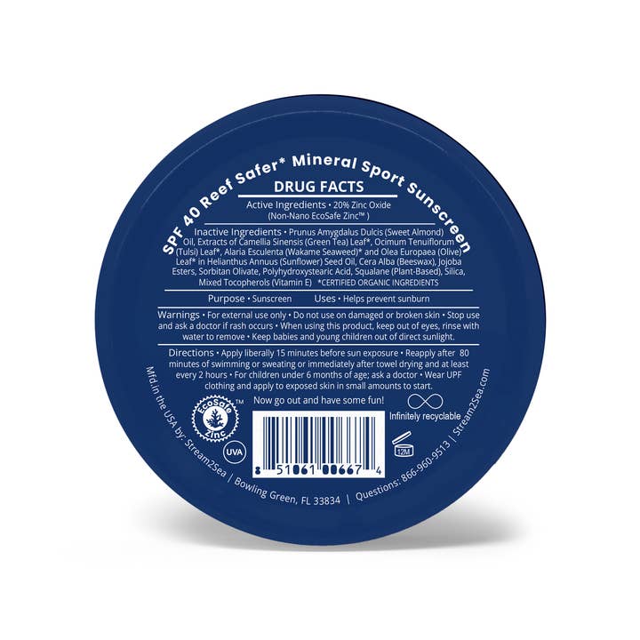 Stream2Sea - Wholesale Lip Balm - Sport Sunscreen Zinc Balm | SPF 402