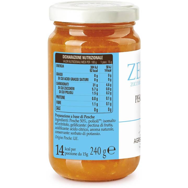 Agrisicilia S.p.A. - Vendita all'ingrosso Confettura - Agrisicilia zero% zuccheri aggiunti pesche 240g
