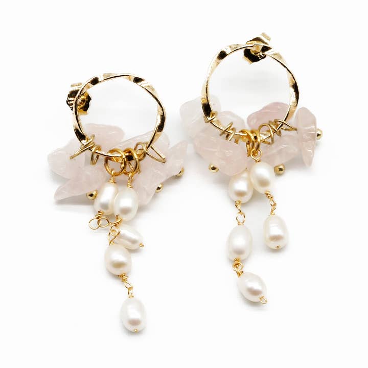 Perlen-Creolen Ohrringe Lapislazuli, Onyx, Rosenquarz für den Großhandel von Mara Blak - Hidden Gems