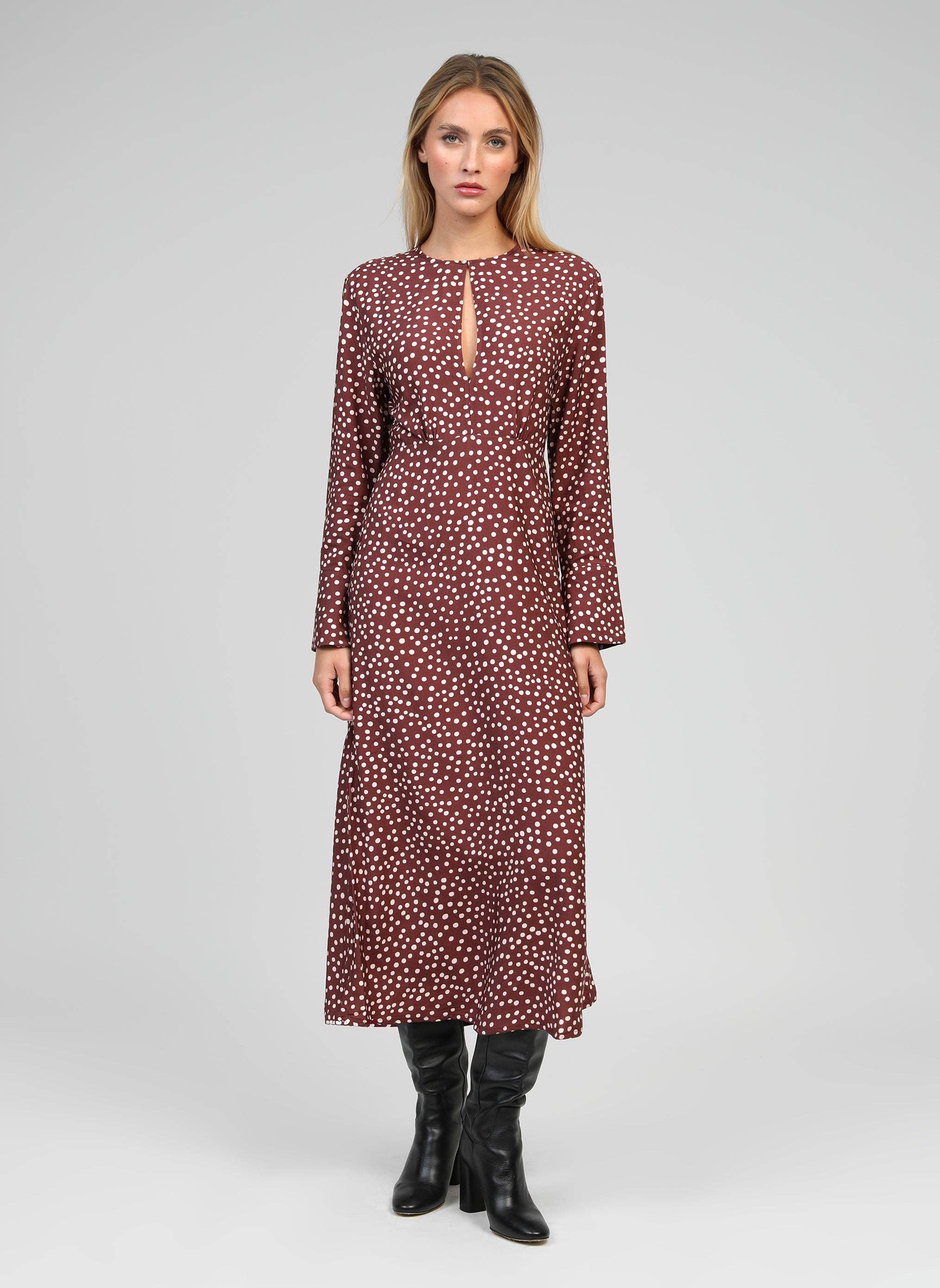 An'ge - Vente Robe – femme - ROBE MIDI MASELMA jakaranda choco0