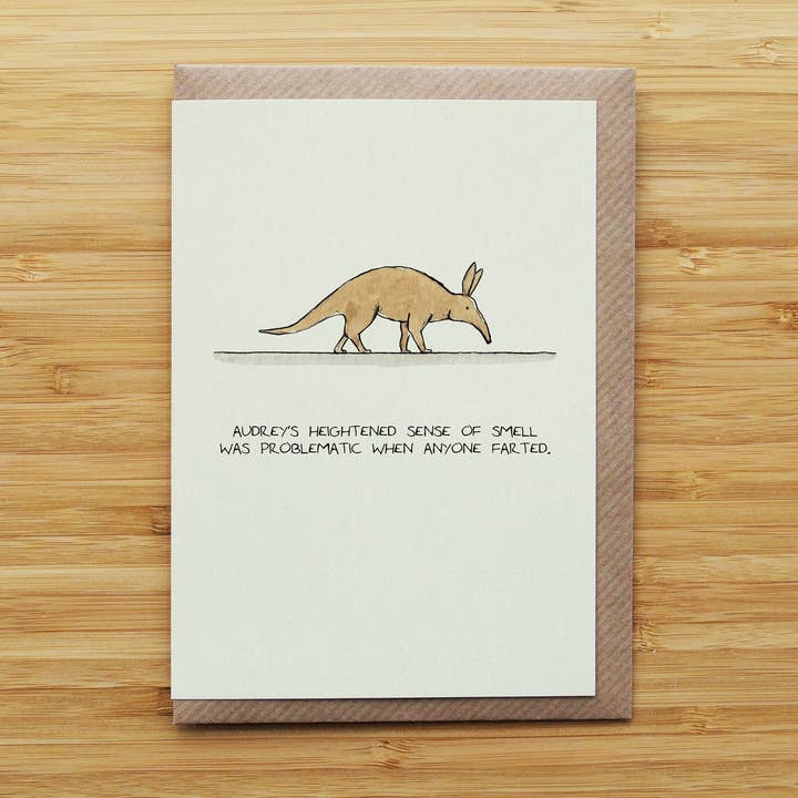 RossJDesigns - Wholesale Everyday Greeting Card - Aardvark Funny Card - Cute - Recycled Card