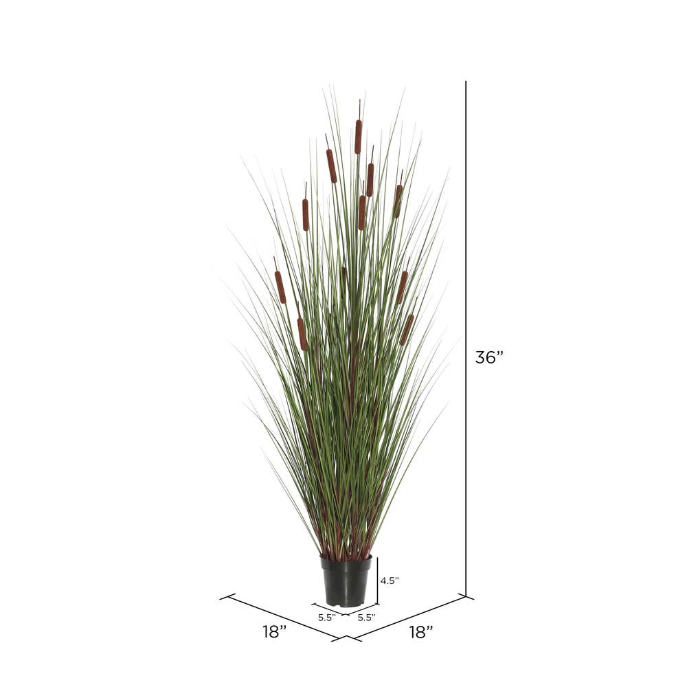Vickerman - Wholesale Artificial Plant - Vickerman 36" Grass With 6 Cattails Potted6