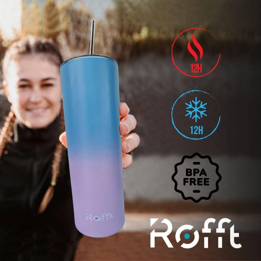 ROFFT USA LLC - Wholesale Insulated Mug/Tumbler - Insulated Stainless Steel Tumbler with Lid and Straw, 22oz, Double Wall, Gradient Colors14