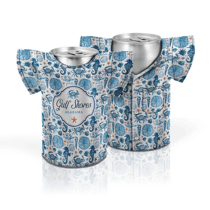 Customizable Neoprene Jersey Can Coozie: Blue Sealife for wholesale by Matrix