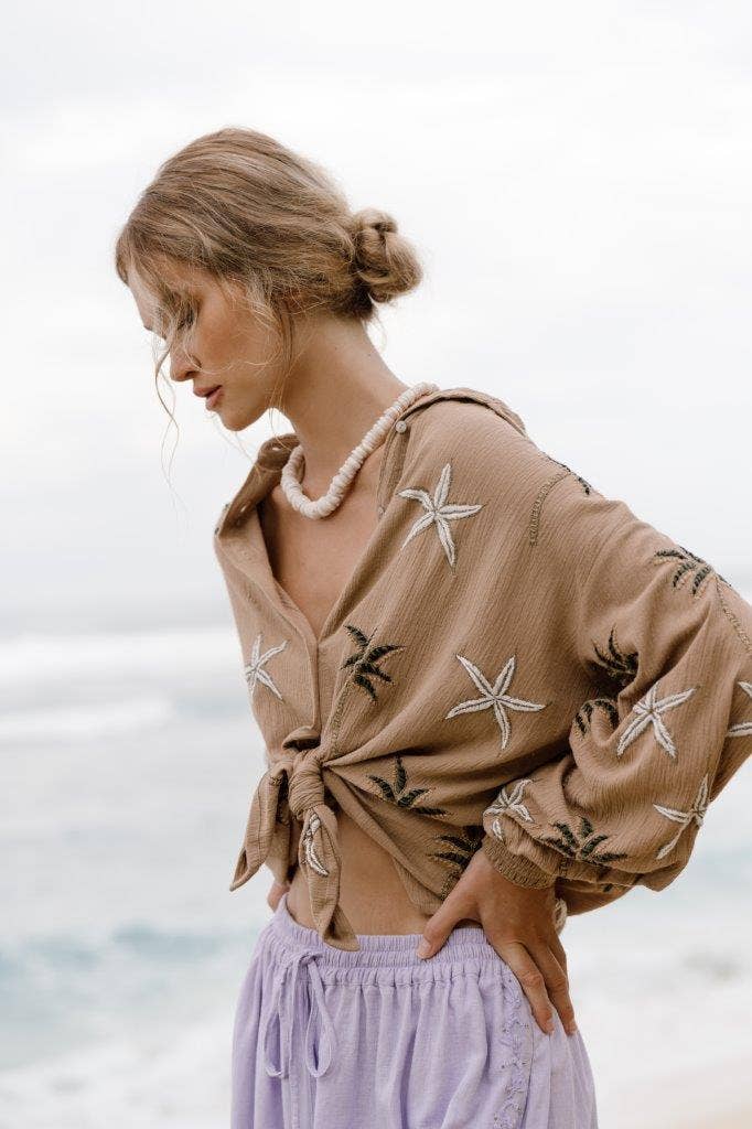 Isla Sol - Wholesale Buttoned-down shirt – Women's - Atoll Beach Shirt - Ocean