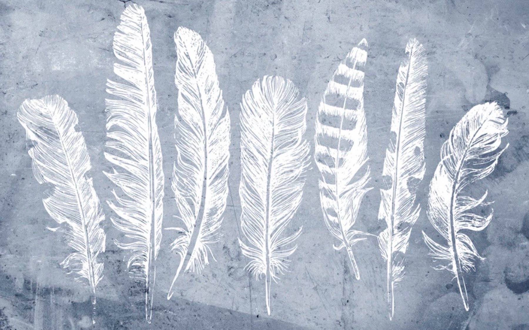 GK Home Decor - Wholesale Wallpaper - Feather Navy Plume Minimalist Removable Wallpaper1