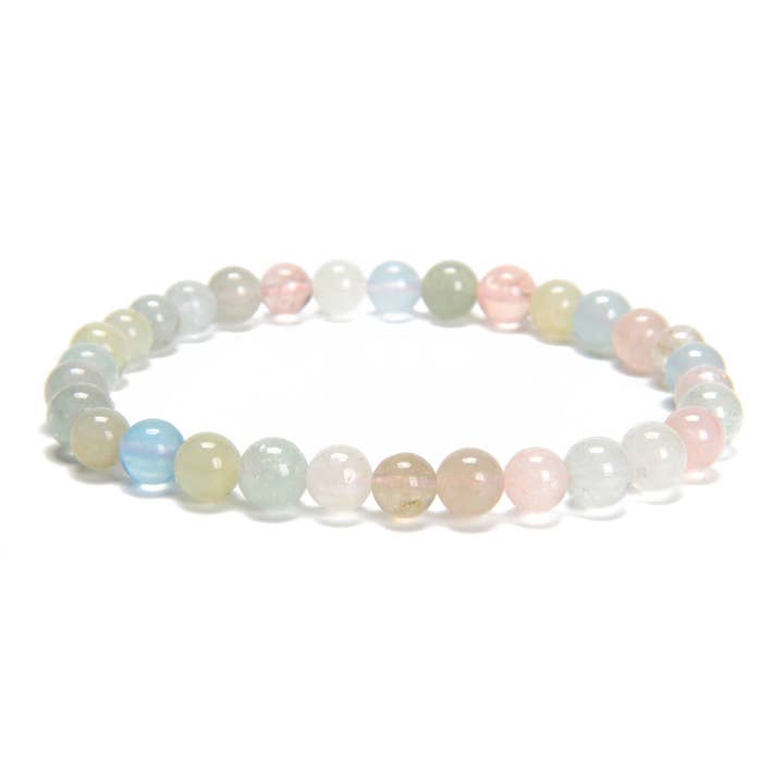 CRCBEADS - Wholesale Beaded Bracelet - Natural Morganite Smooth Round Beaded Bracelet Size 6mm 7.5'' Length 3 PCS /Set3