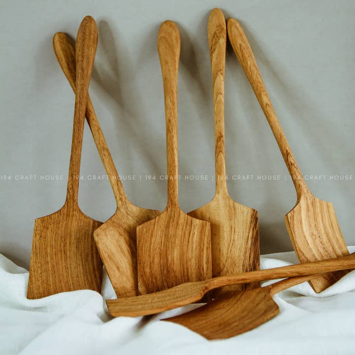 194 Craft House - Wholesale Spatula/turner - Wooden Curved Spatula - 12" - Kitchen Serving Utensils2
