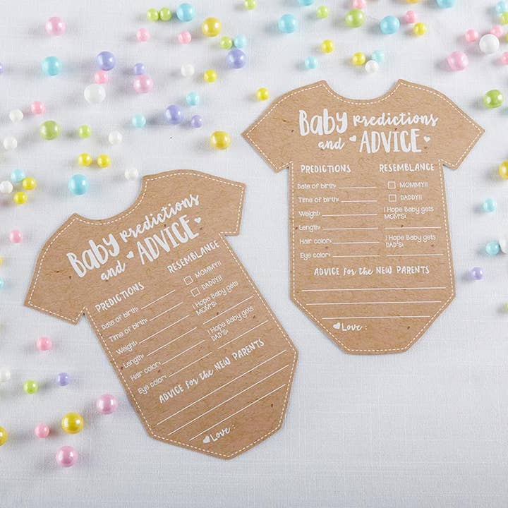Kate Aspen - Wholesale Milestone Art/Keepsake - Kids & Baby - Baby Shower Prediction Advice Card - Onesie Shape (Set of 50)