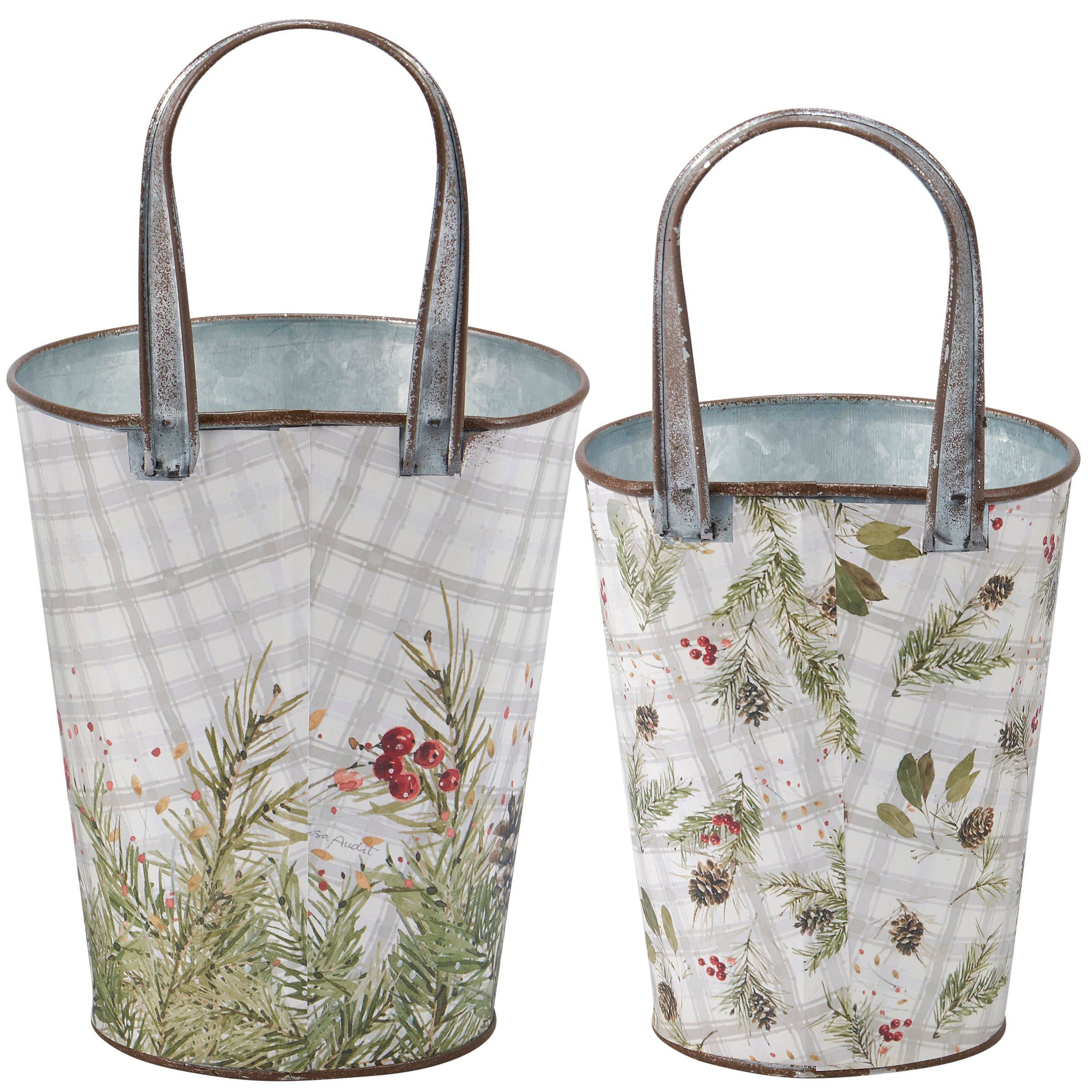 Primitives by Kathy - Wholesale Wall Accent - Christmas Greenery Wall Bucket Set1