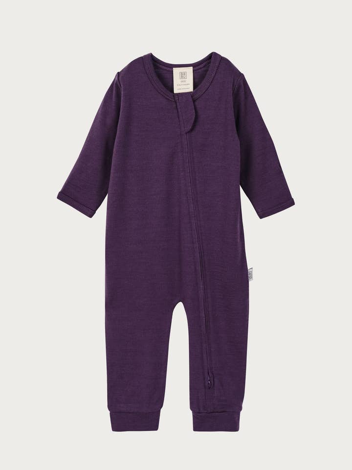 Merino Fußloser Strampler - Pflaume für den Großhandel von Babu