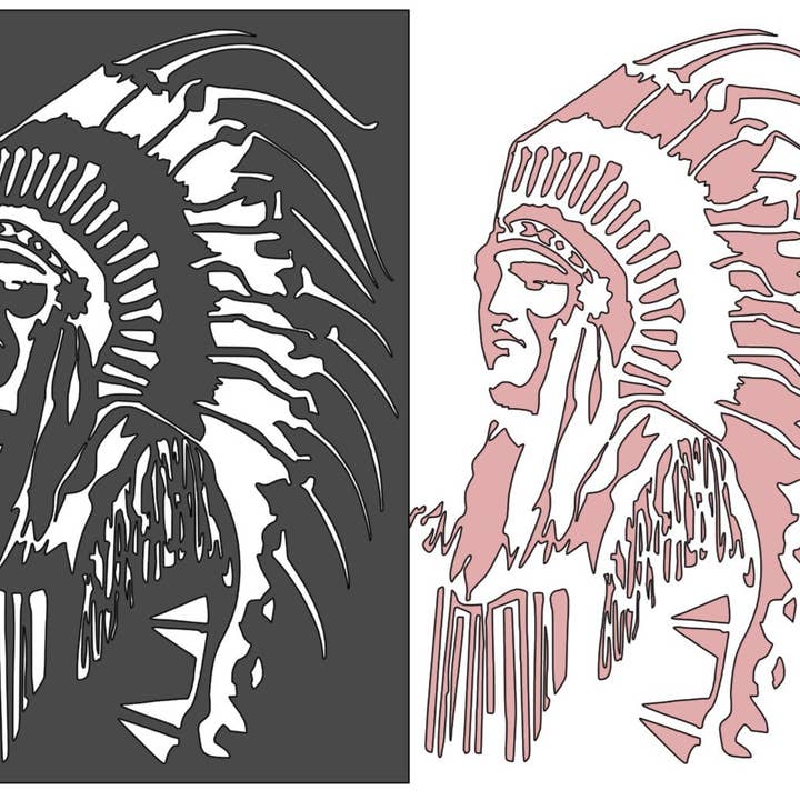 Schablone „Native Chief“ für den Großhandel von Belle Stencils