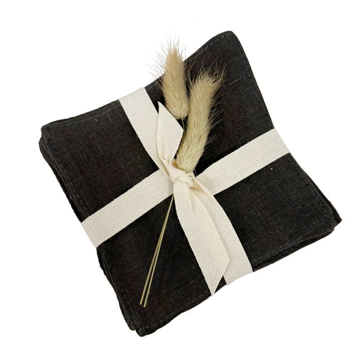 Charcoal Gray Linen Coaster Set of 4 Coasters for wholesale by Andaluca