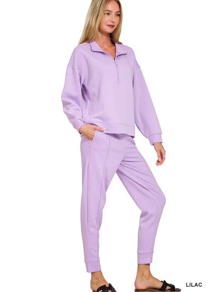 Vanilla Monkey - Wholesale Lounge Set - Women's - Scuba Half Zip Pullover And Jogger Set8