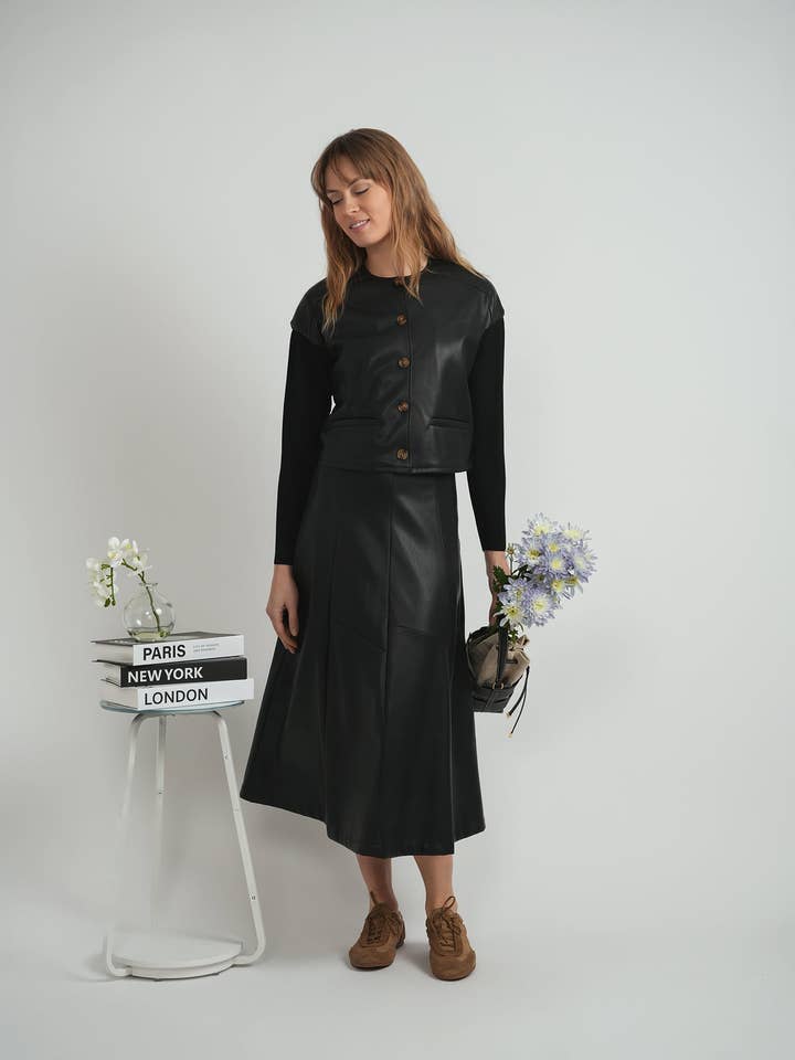 Cropped Leather Combo Jacket for wholesale by Hush.Shop