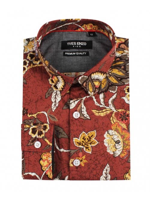 Yves Enzo - Wholesale Button Down Shirt - Kids - Stretch Shirt Kids Bohemia Patterns