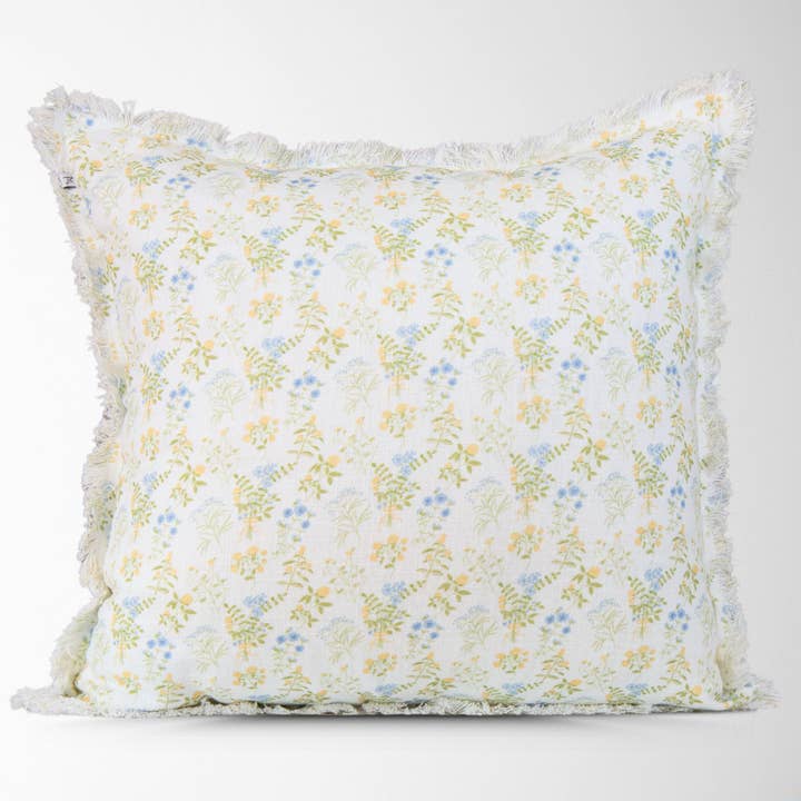 Funda de almohada violeta con estampado floral dibujado a mano — Elegante detalle dorado para venta al por mayor de Tajik Home LLC