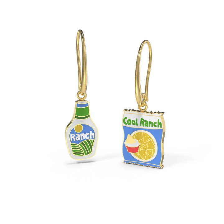 Yellow Owl Workshop - Wholesale Dangle Earrings - Cool Ranch Dressing Earrings - Gold Junk Food Jewelry