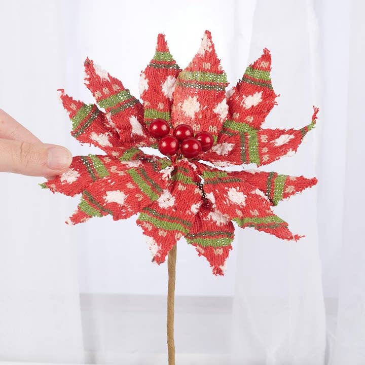 Factory Direct Craft - Wholesale Artificial Christmas Tree - 9" Artificial Red Poinsettia Pick