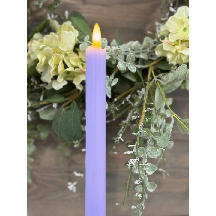 Wholesale Home Decor – Großhandel Konische Kerze/Kerzenhalter – Lavendel Stabkerze 3D Realistische Flamme 10 Zoll 2er Pack