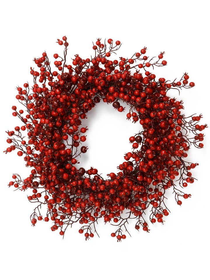 WREATH BERRY RED 24" for wholesale by Studio Specialties