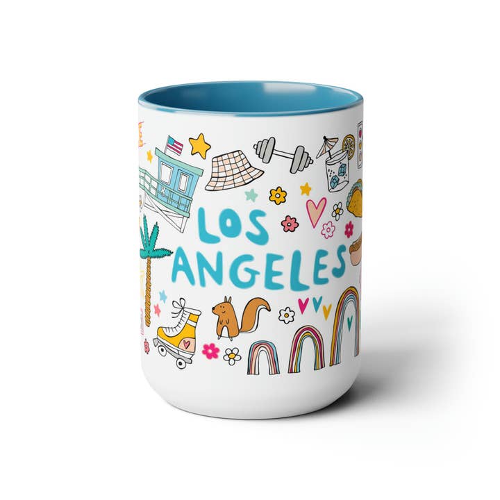 LOLALA - Your California Happiness Market 💛 - Wholesale Coffee Mug - Los Angeles - *BIG* Coffee Mug (15oz, blue)