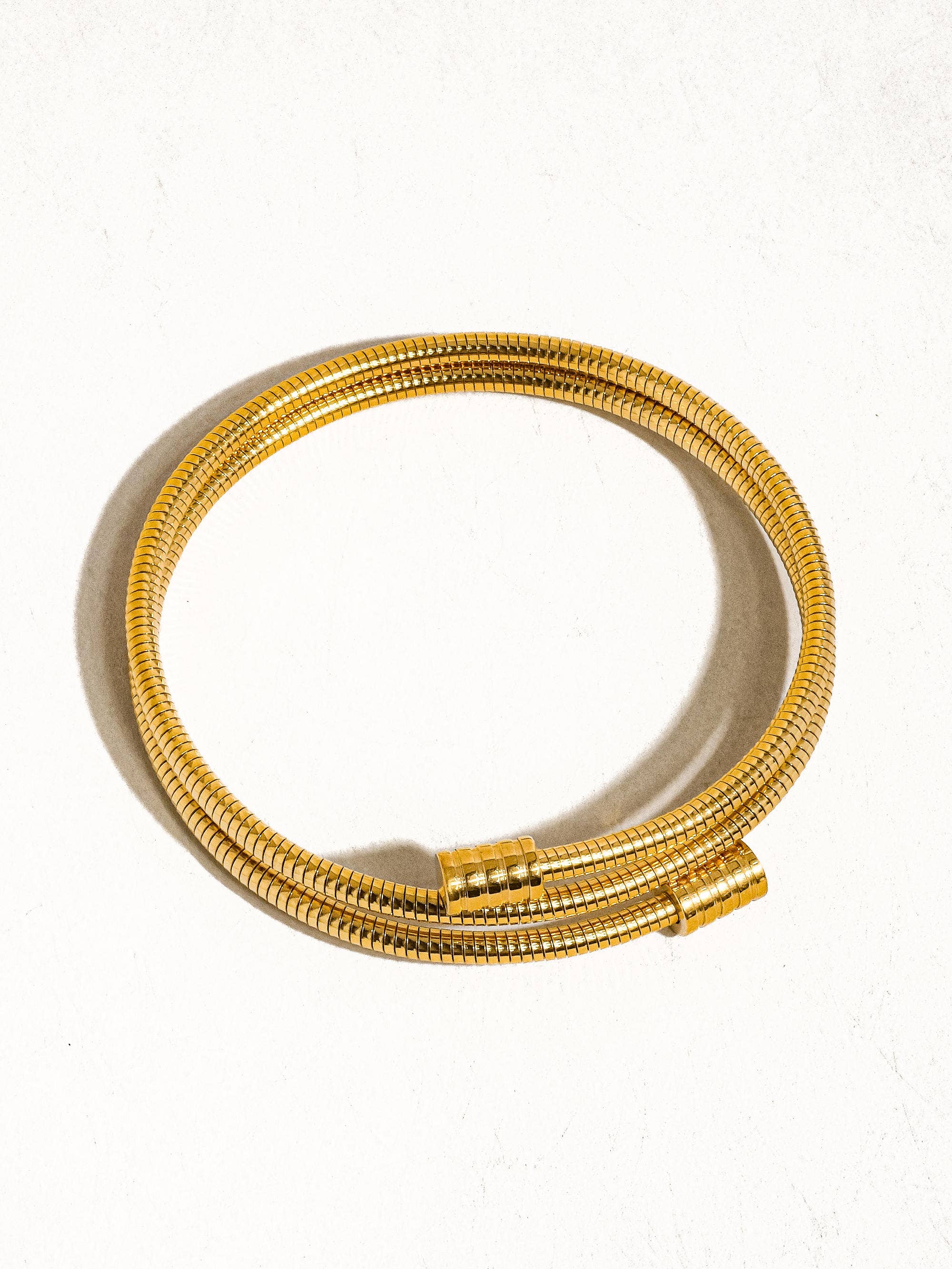 Arnell Non-Tarnish Round Snake Gold Chain Bracelet for wholesale on Faire2