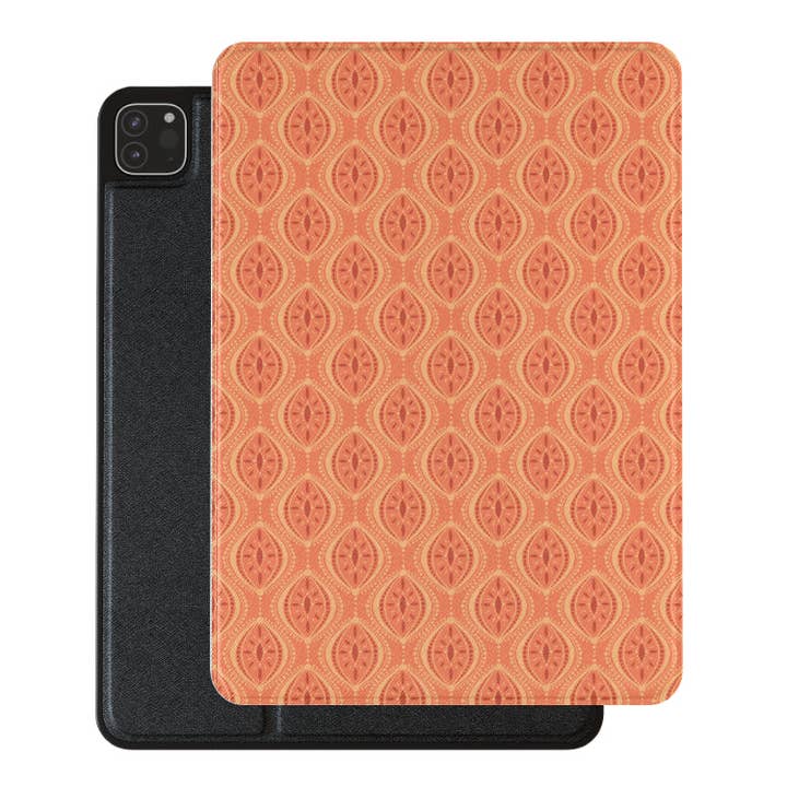 Elissa Rua – wholesale Fodral för bärbar dator och surfplatta - Dam – Boho Geometriskt iPad-fodral (Orange) | Snyggt skydd med Apple Pencil Slot