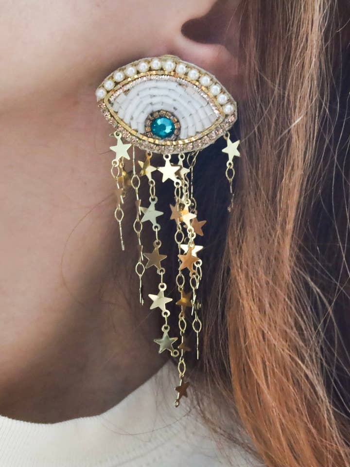 Aurora Eyes Dangling Stars Earrings for wholesale by Pria Handmade Accessories