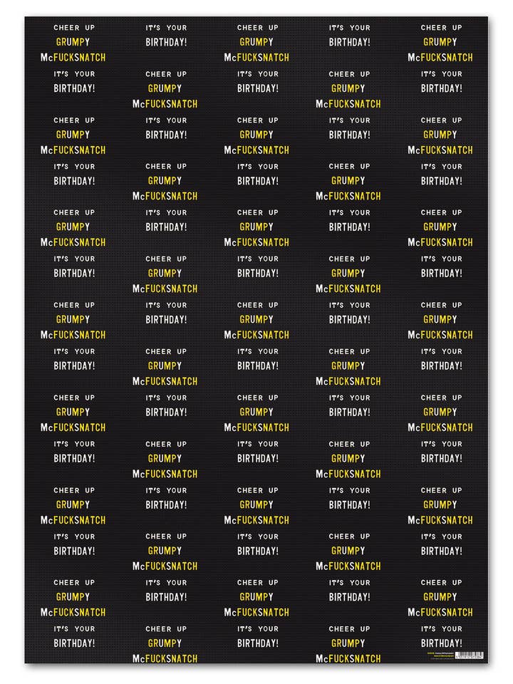 Envolvente de Presentes Rude - Grumpy McFuck **Pack de 2 Folhas Dobradas** por atacado de Brainbox Candy