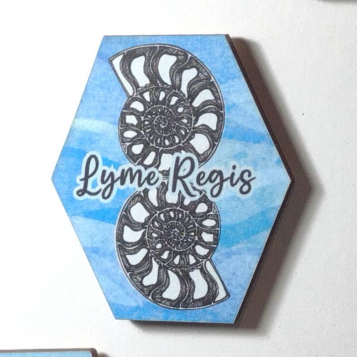 Wooden Ammonite Magnet - Customisable - Made in Devon for wholesale by Devon Fox