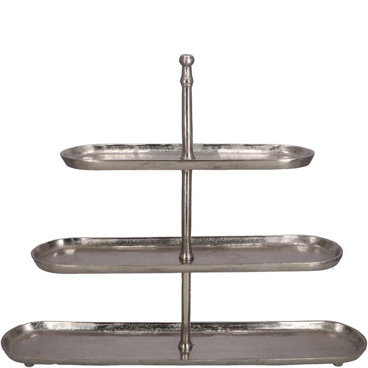 Kakställ i metall Akki, 3 våningar, L78cm, B16cm, H63cm, Silver för wholesale av Vosteen