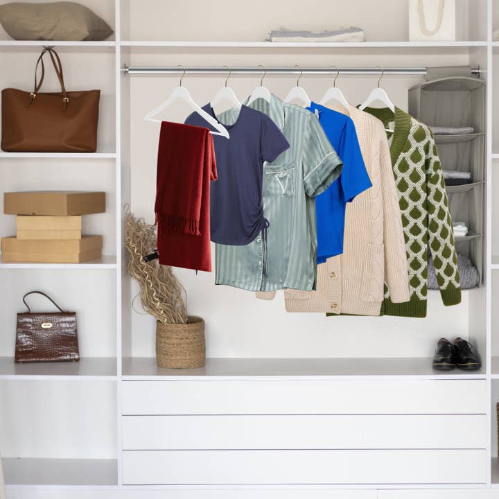 Quality Hangers - Wholesale Clothes Hangers - WS70-WT-GL 16.5" Ultra Slim White Wood Hangers w/ Gold Hook6