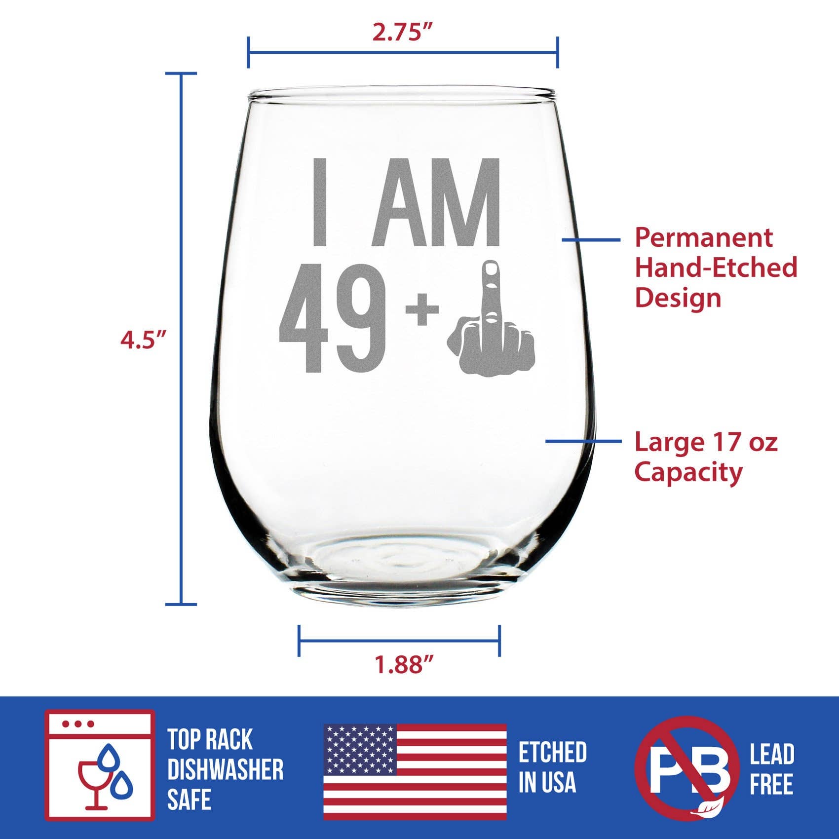 bevvee – wholesale Wine glass – 50th Birthday Gifts - 49 Middle Finger Stemless Wine Glass6
