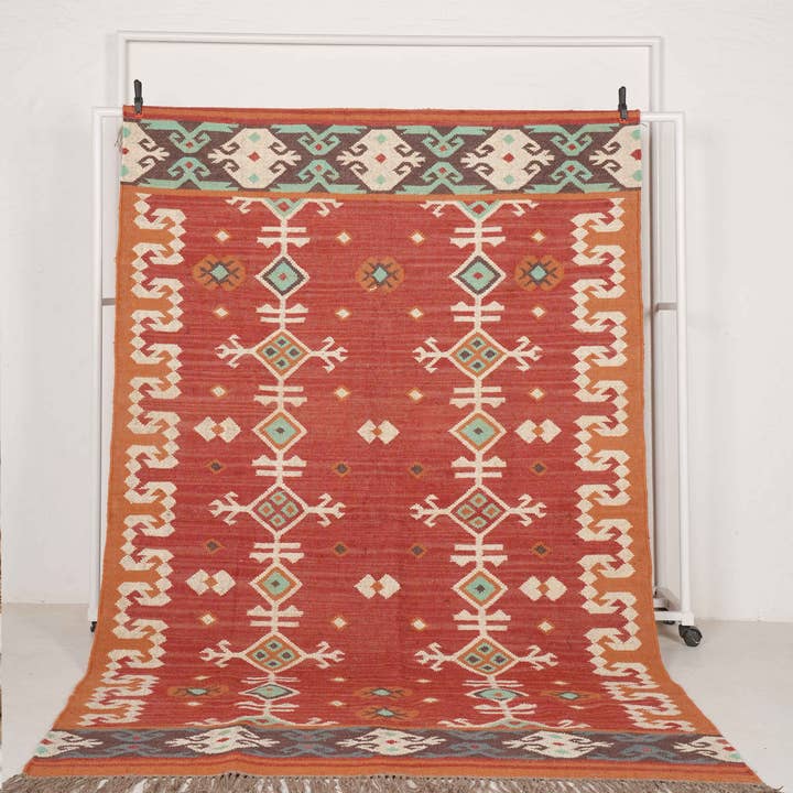 Chouhan Rugs - Wholesale Area rug - Multicolor Wool And Jute Kilim Jute Rug Boho Decor Jute Rug 3