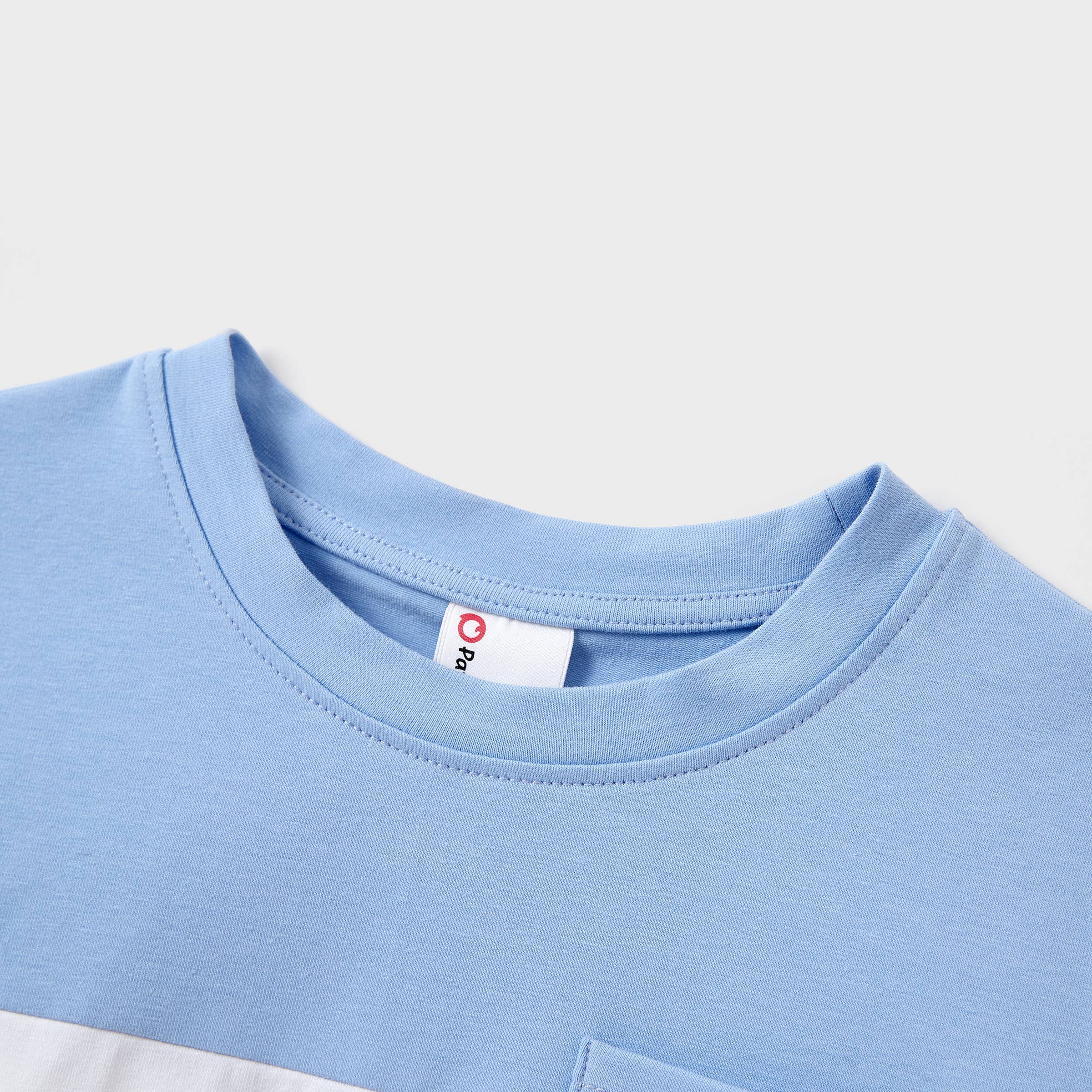 Azul Camiseta de algodón azul a juego para la familia o vestido con mangas de volantes. de venta al por mayor en Faire8