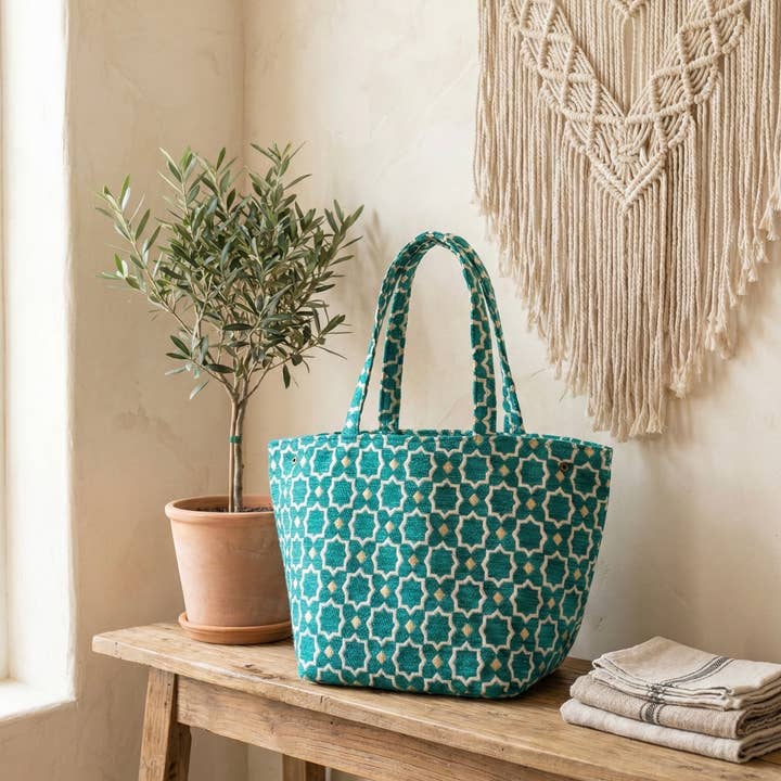 MIRAMAR Store - Wholesale Top Handle Bag - Women's - Moroccan Velvet Brocade Gold Tote Bag3