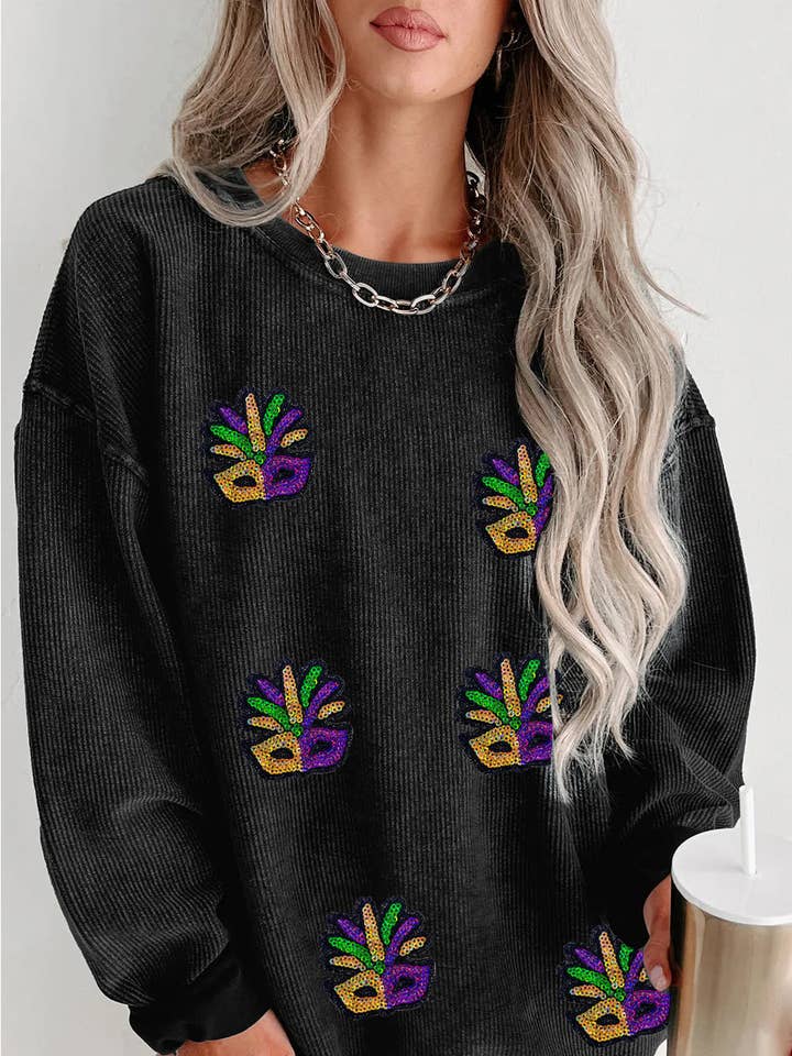 Mardi Gras håndmønster oversized sweatshirt for engroshandel hos Lovesoft