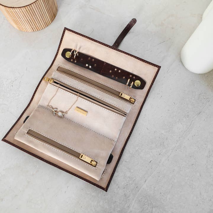 Time Resistance - Wholesale Jewelry Box/Organizer - Leather Jewelry Roll Travel Case - Madame Bouvary