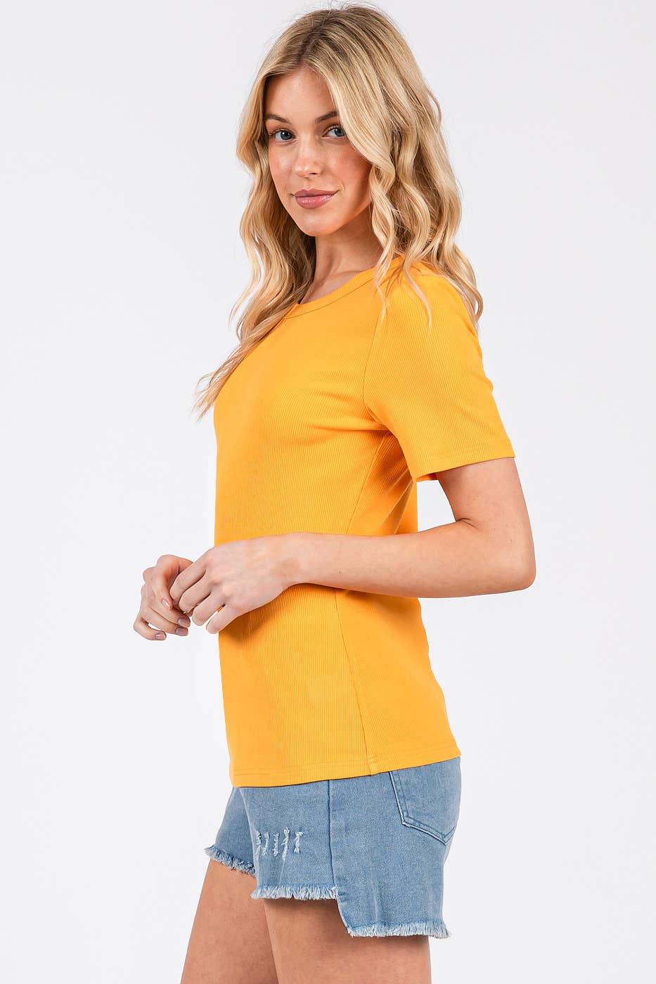 mittoshop – wholesale Knit top – Women's – RIBBED ROUND NECK SHORT SLEEVE BASIC CLASSIC TEE18