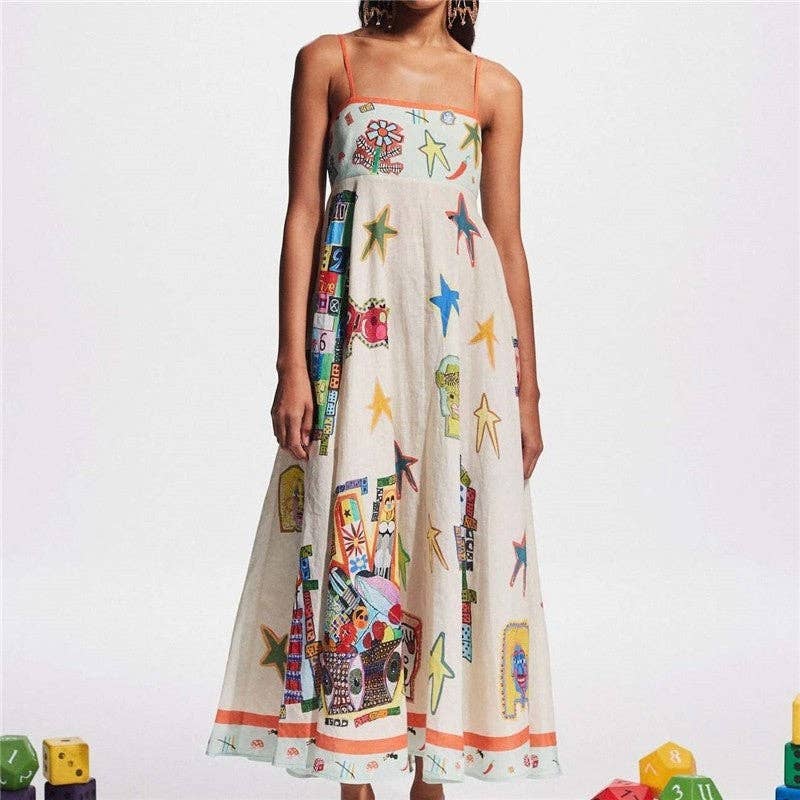 Sheer Trend – Großhandel Kleid – Damen – Boho-Maxikleid mit floralem Druck und Spaghettiträgern9