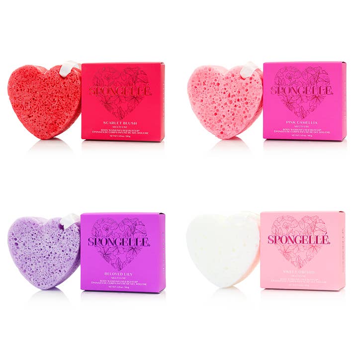 Spongellé | Easter Gifts | Mother's Day 2026 | Spring Gifts - Wholesale Bath Pouf/Sponge - Heart Buffer Assorted Pack | Valentines Day 20261