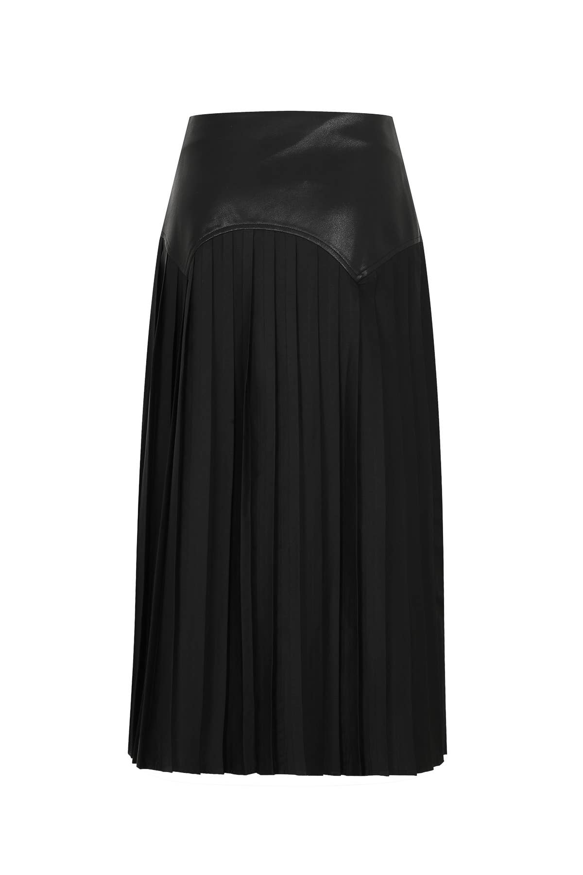 RIVIR - Wholesale Skirt - Women's - Faux Leather Pleated Midi Skirt2