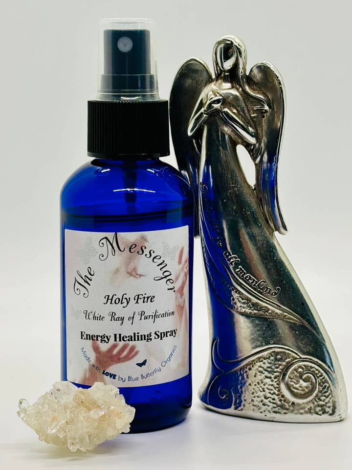 Blue Butterfly Healing & Organics, The Messenger Holy Fire White Ray of Purification Energy Healing Spray, 4 fl. oz. for wholesale by Blue Butterfly Healing & Organics LLC