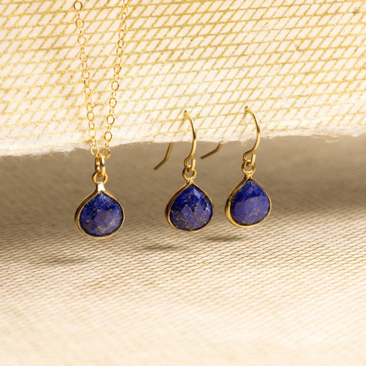 Lapis Lazuli Necklace and Drop Earrings Matching Set for wholesale by Soul & Little Rose
