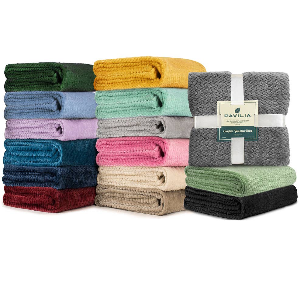 Pavilia – Manta para sofá por atacado – Cobertor de fleece texturizado com estampa de folhas8